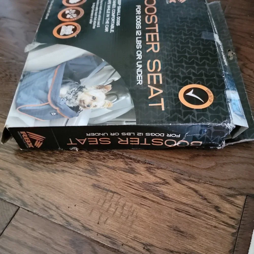 New in Box RBX Booster Seat For Dogs Up To 12lbs Gray And Orange